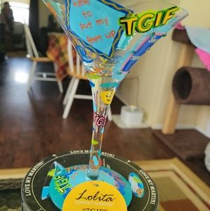 Lolita TGIF hand painted martini glass